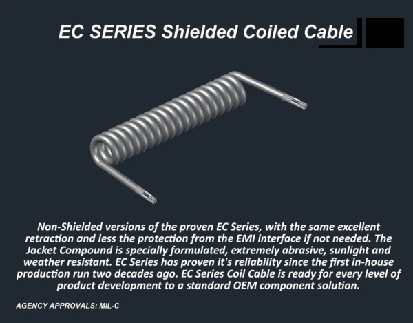 EC286 - Electronic Coiled Cord 28 Gauge with 6 Conductors - No Shield series shielded cable.