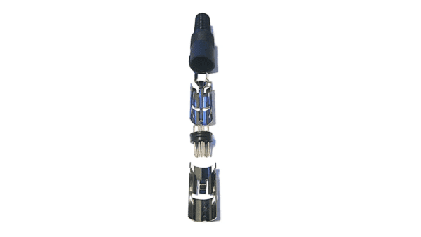 A 13 Pin Male Inline DIN Plug Audio Adapter Cable Connector with multiple interchangeable bits, including flathead and phillips head, arranged vertically on a white background.
