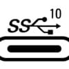 A black and white image of a USB-A to USB-C Connector Combo (Connectors Only) with an arrow pointing to it, compatible with usb 3.0 devices.