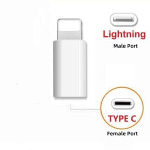 USB-C (Female) to Lightning (Male) Adapter - Data Transfer and Device Charger